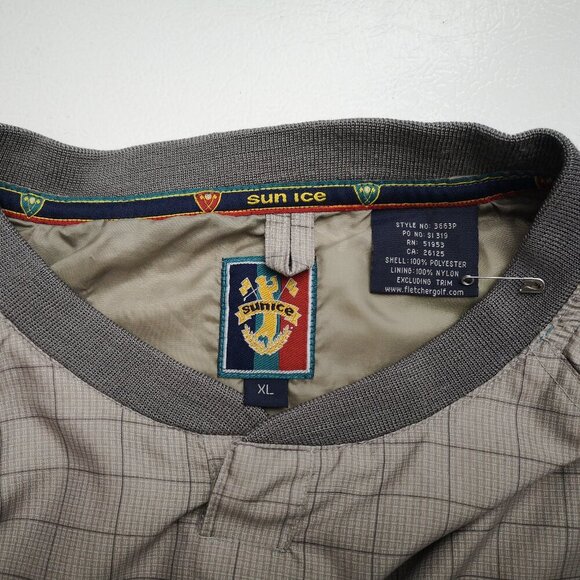Sunice Men's Size XL V-neck Loose Fit Taupe & Grey Golf Pullover / Windbreaker - Picture 3 of 11